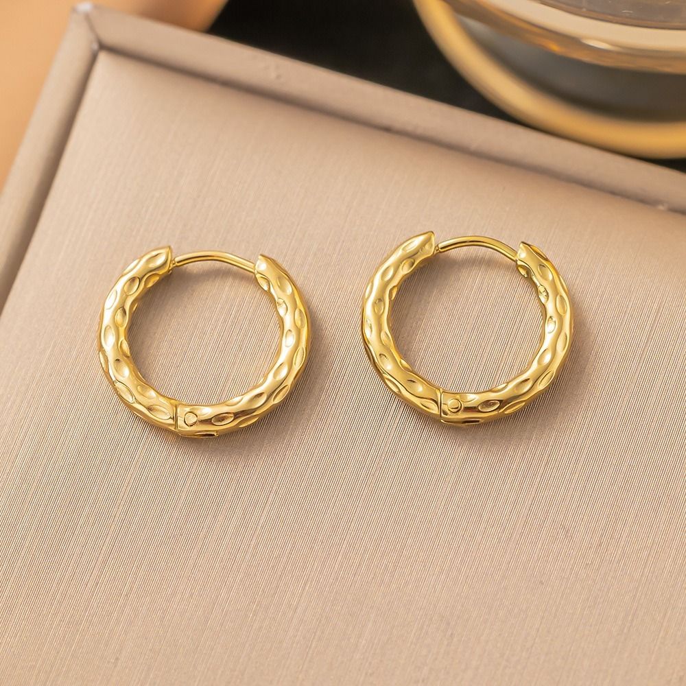 MYKI Gold Plated Dotted Texture Anti-Tarnish Hoop Earrings (MKERCH954G-SSYI)