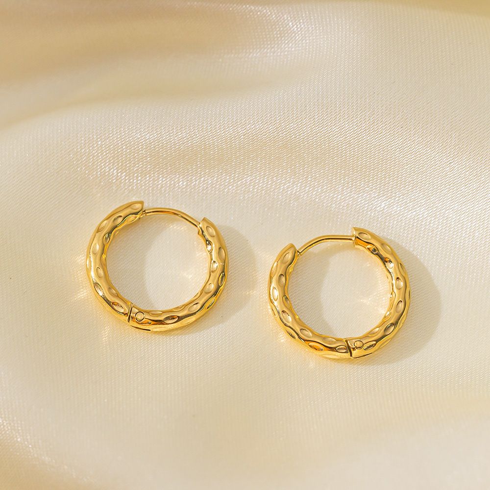 MYKI Dotted Texture Anti-Tarnish Hoop Earrings (MKERCH954-SSYI)