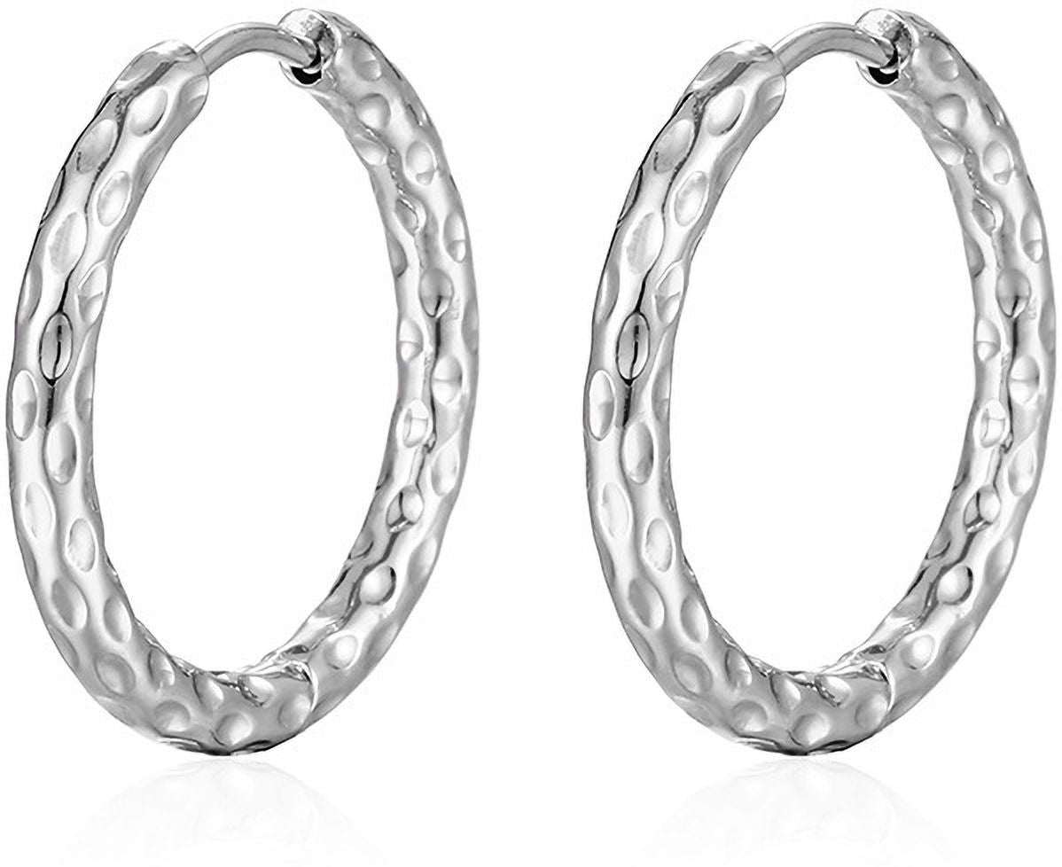 MYKI Dotted Texture Anti-Tarnish Hoop Earrings (MKERCH954-SSYI)