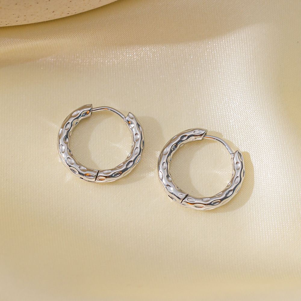 MYKI Dotted Texture Anti-Tarnish Hoop Earrings (MKERCH954-SSYI)