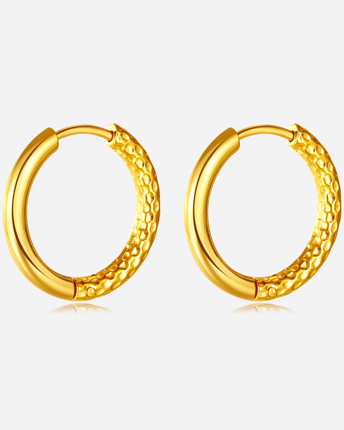 MYKI Textured Band Anti-Tarnish Hoop Earrings (MKERCH955-SSYI)