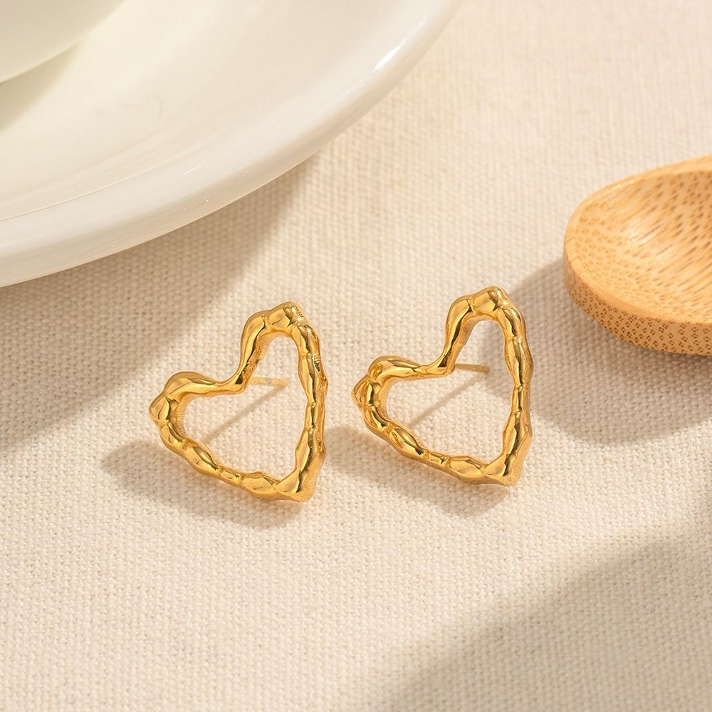 MYKI Heart Outline Premium Plated Necklace & Stud Earrings (mkps10)