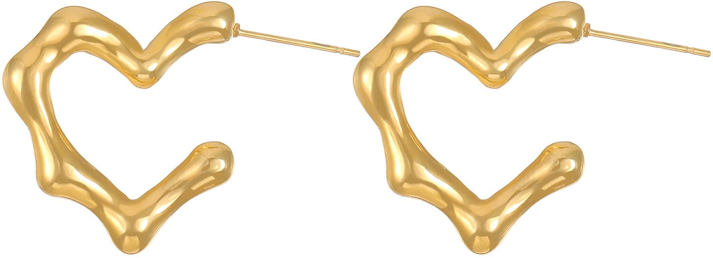 MYKI Gold Plated Bamboo Heart Anti-Tarnish Hoop Earrings (MKERCH957G-SSYI)