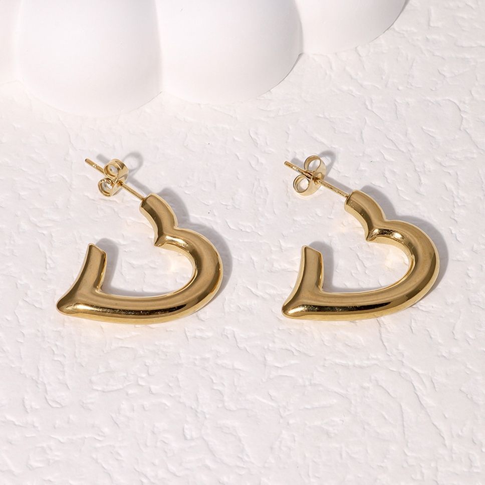MYKI Gold Plated Modern Heart Anti-Tarnish Earrings (MKERCH958G-SSYI)