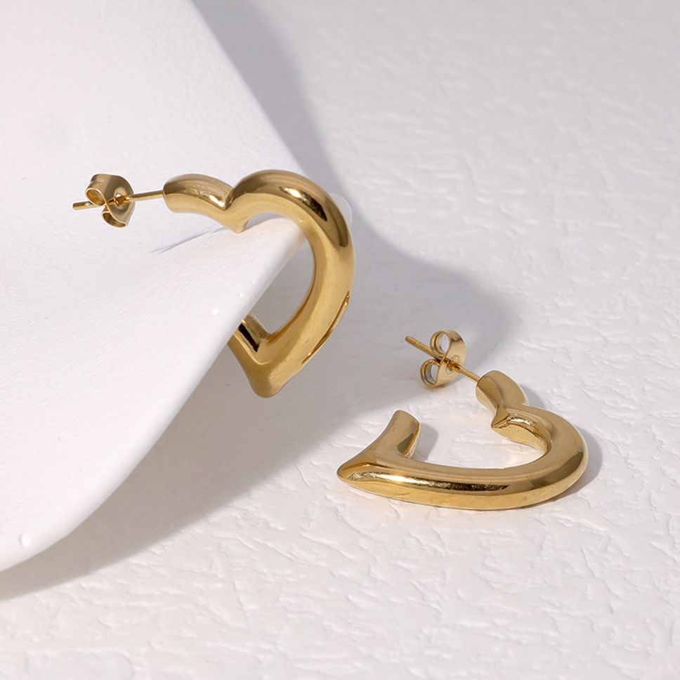 MYKI Gold Plated Modern Heart Anti-Tarnish Earrings (MKERCH958G-SSYI)