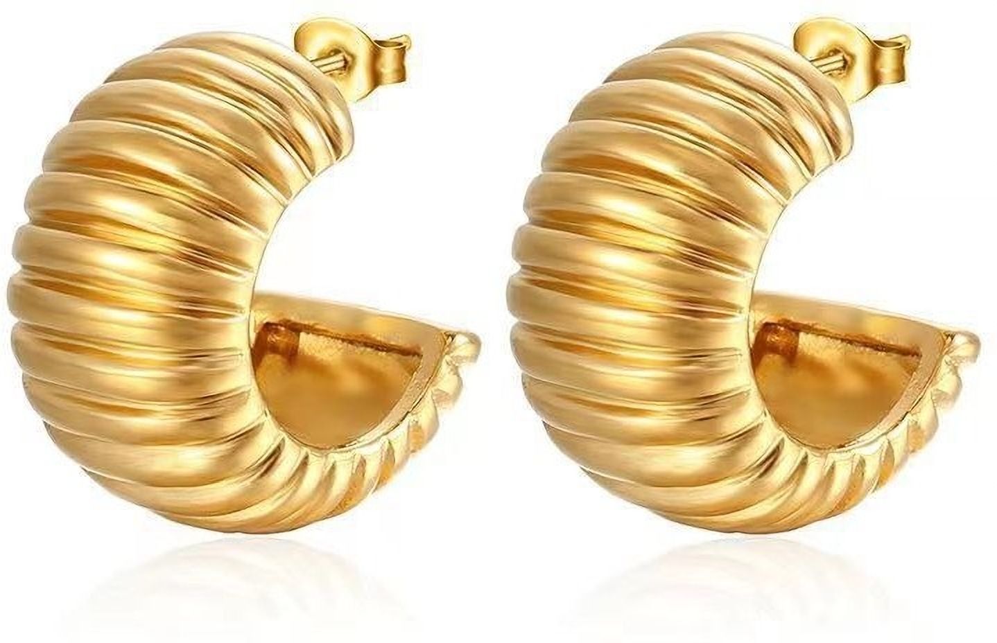 MYKI Ribbed Dome Anti-Tarnish Hoop Earrings (MKERCH959-SSYI)