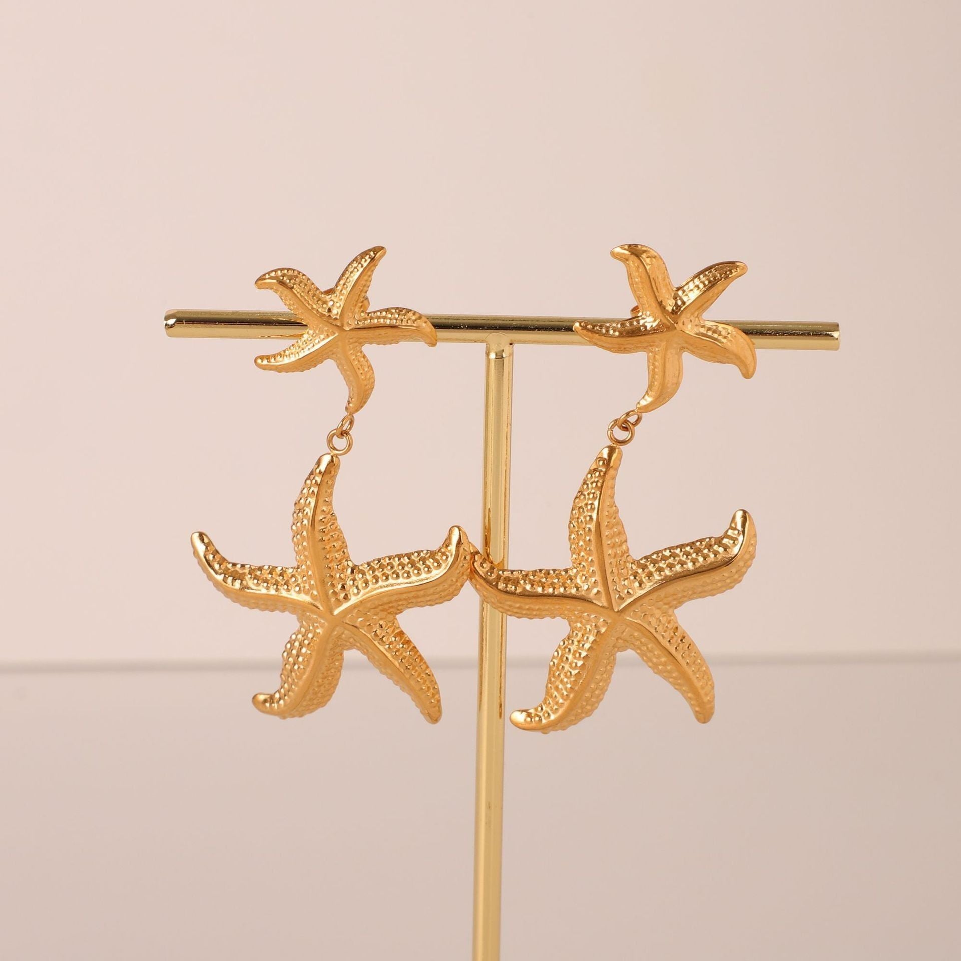 MYKI Gold Plated Starfish Anti-Tarnish Drop Earrings (MKERCH962G-SSYI)