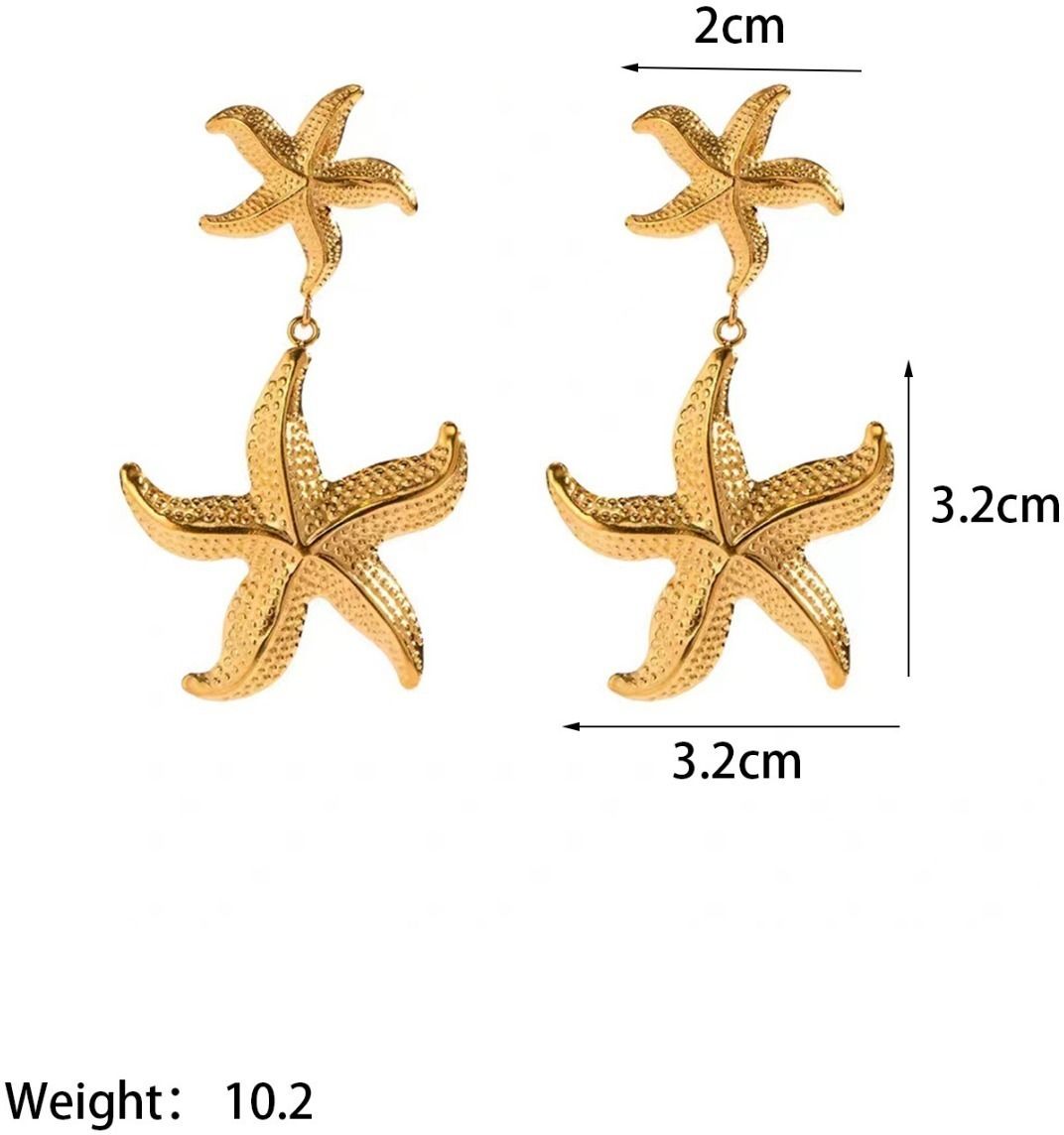 MYKI Gold Plated Starfish Anti-Tarnish Drop Earrings (MKERCH962G-SSYI)