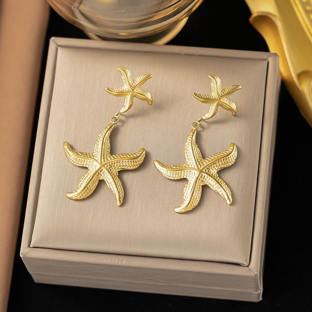 MYKI Starfish & Shell Ocean Theme Premium Plated Necklace & Earrings (mkps56)