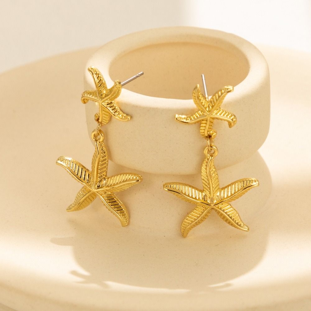 MYKI Gold Plated Starfish Anti-Tarnish Drop Earrings (MKERCH962G-SSYI)
