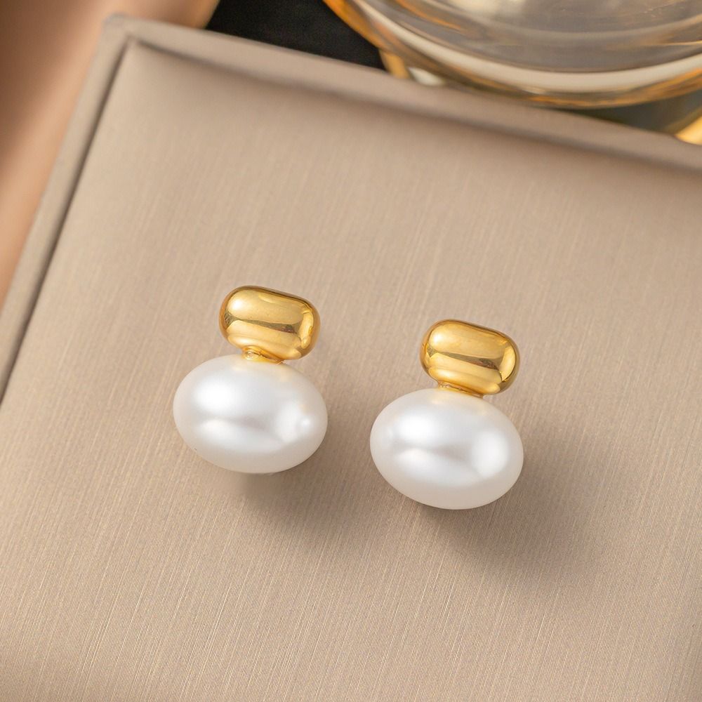 MYKI Toggle Pearl Beaded Premium Plated Necklace & Stud Earrings (mkps33)