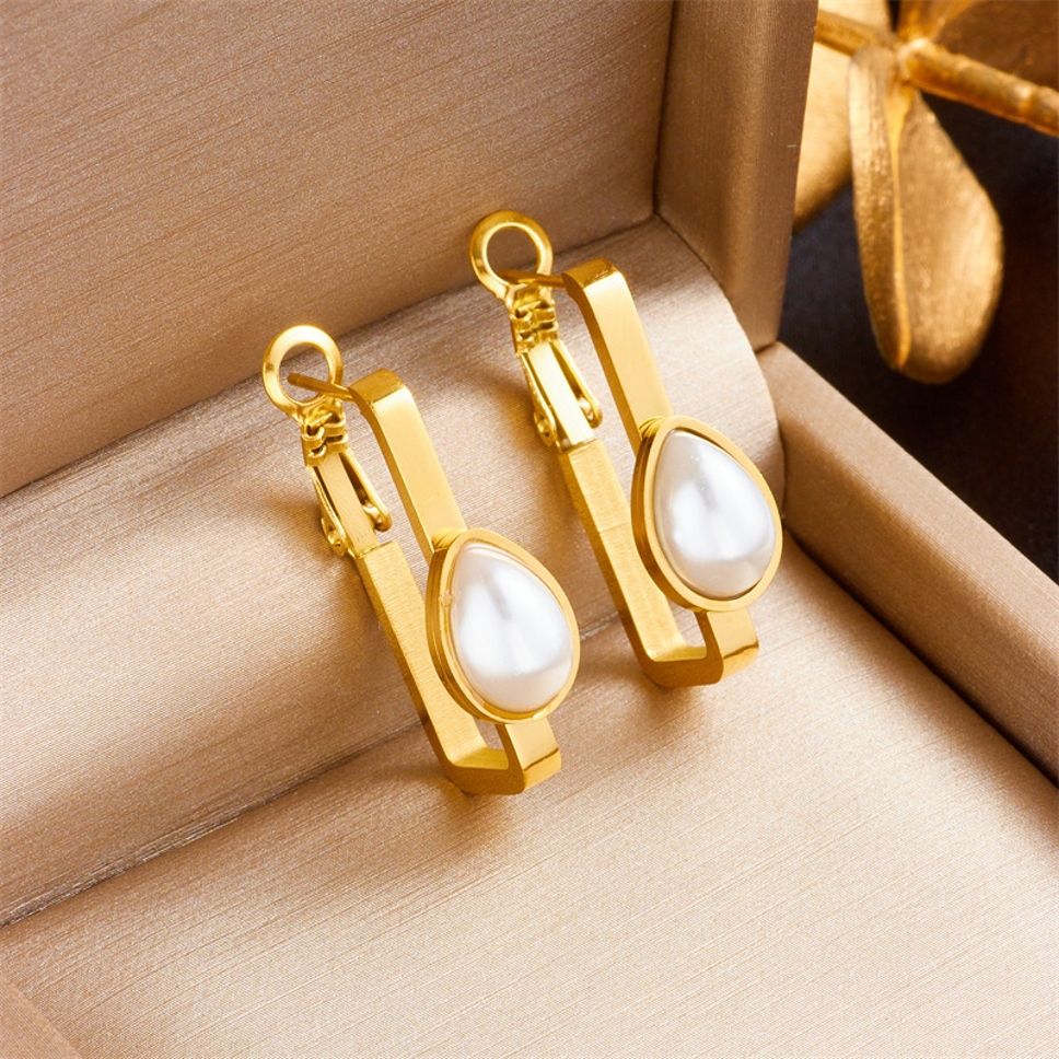 MYKI Gold Plated Teardrop Pearl Anti-Tarnish Earrings (MKERCH964G-WHITE-SSYI)