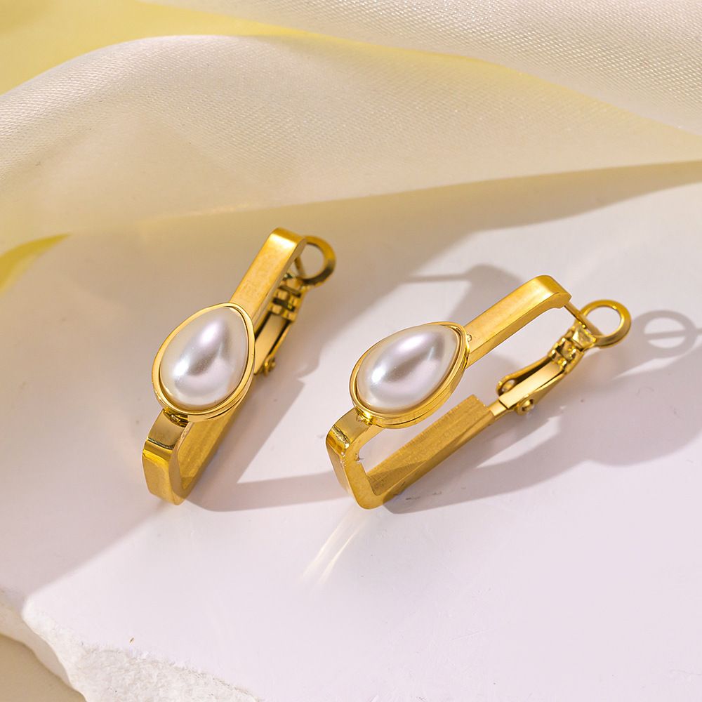 MYKI Gold Plated Teardrop Pearl Anti-Tarnish Earrings (MKERCH964G-WHITE-SSYI)