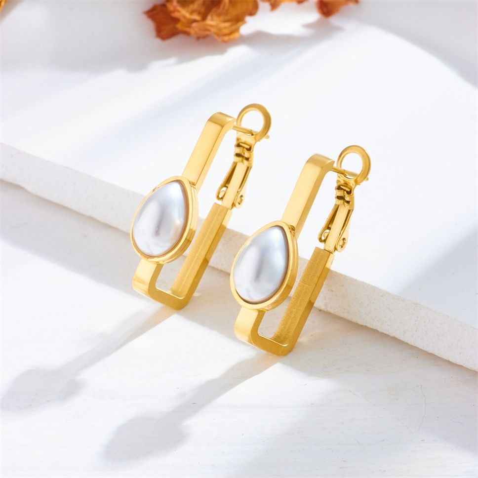 MYKI Gold Plated Teardrop Pearl Anti-Tarnish Earrings (MKERCH964G-WHITE-SSYI)