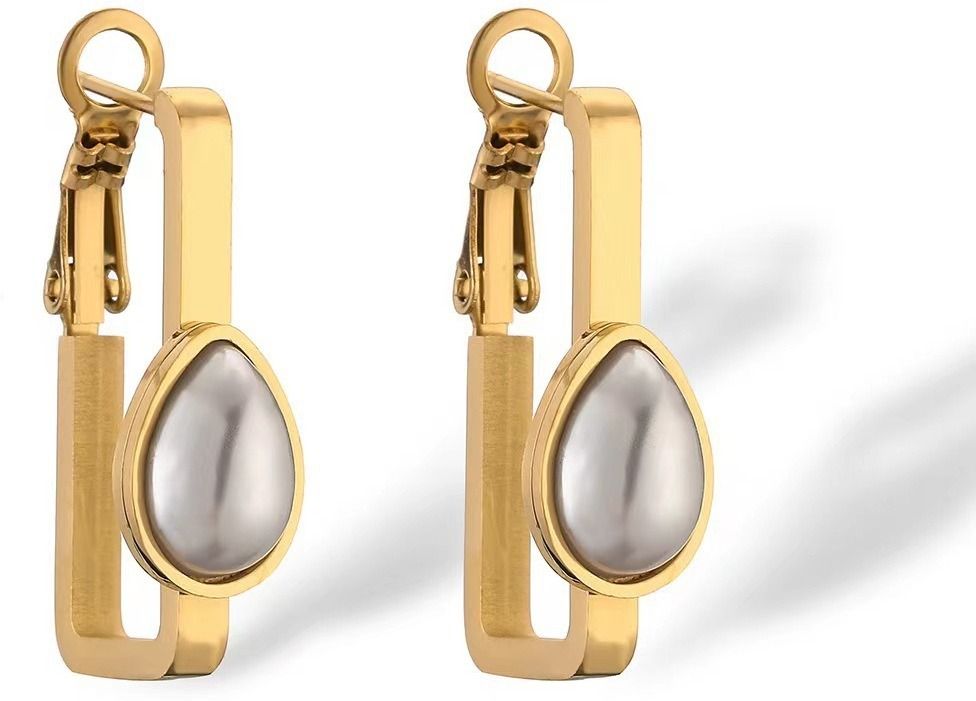 MYKI Gold Plated Teardrop Pearl Anti-Tarnish Earrings (MKERCH964G-WHITE-SSYI)