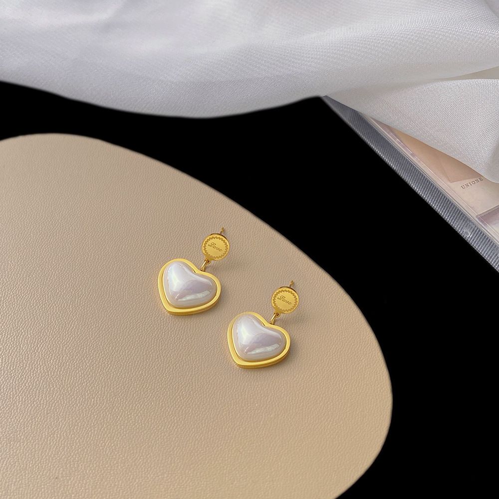 MYKI Gold Plated Heart Pearl Anti-Tarnish Earrings (MKERCH966G-SSYI)