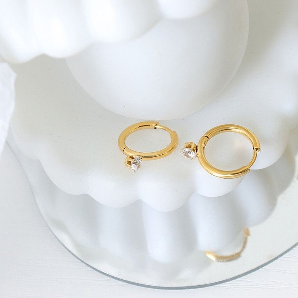 MYKI Diamond Drop Anti-Tarnish Hoop Earrings (MKERCH967-SSYI)