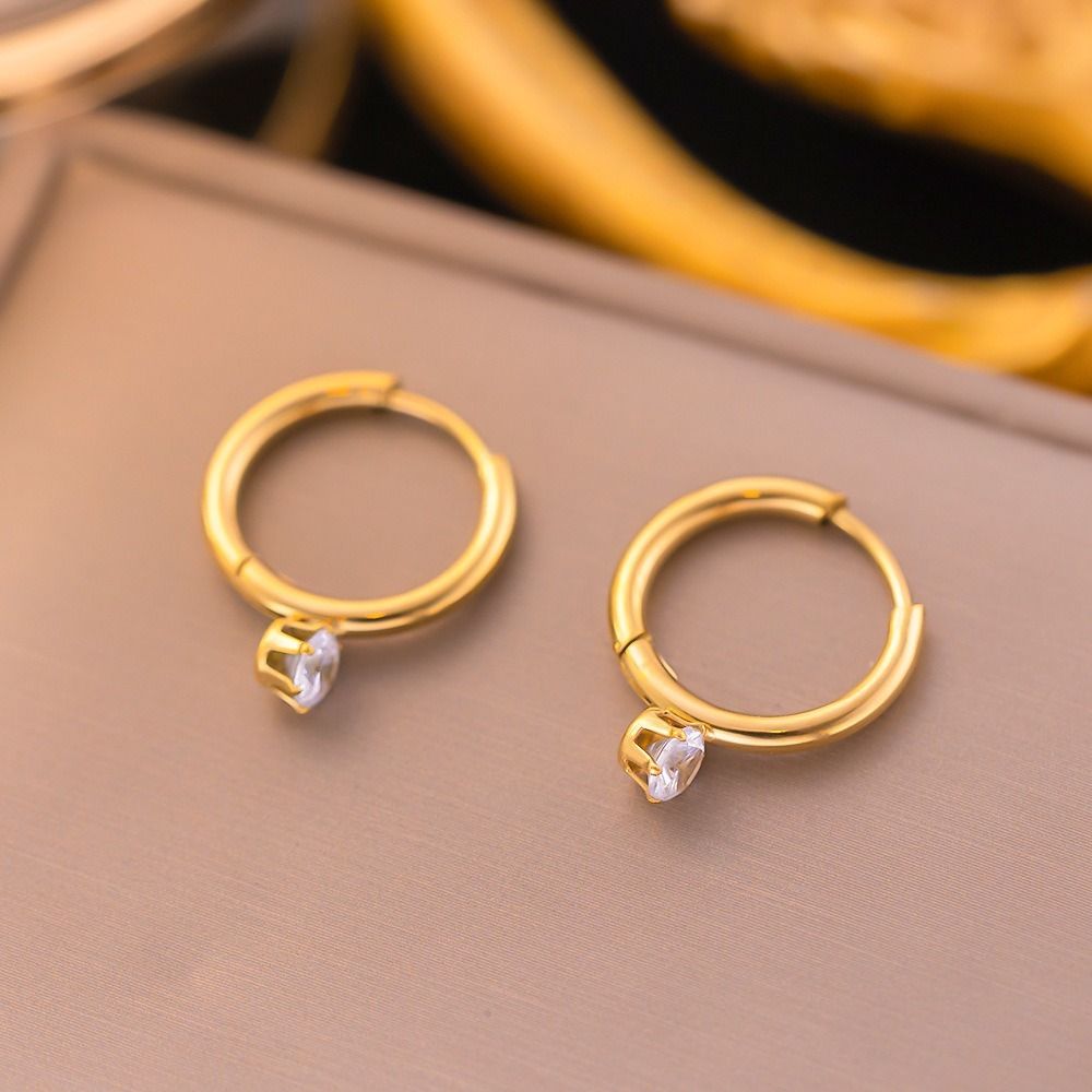 MYKI Gold Plated Diamond Drop Anti-Tarnish Hoop Earrings (MKERCH967G-SSYI)