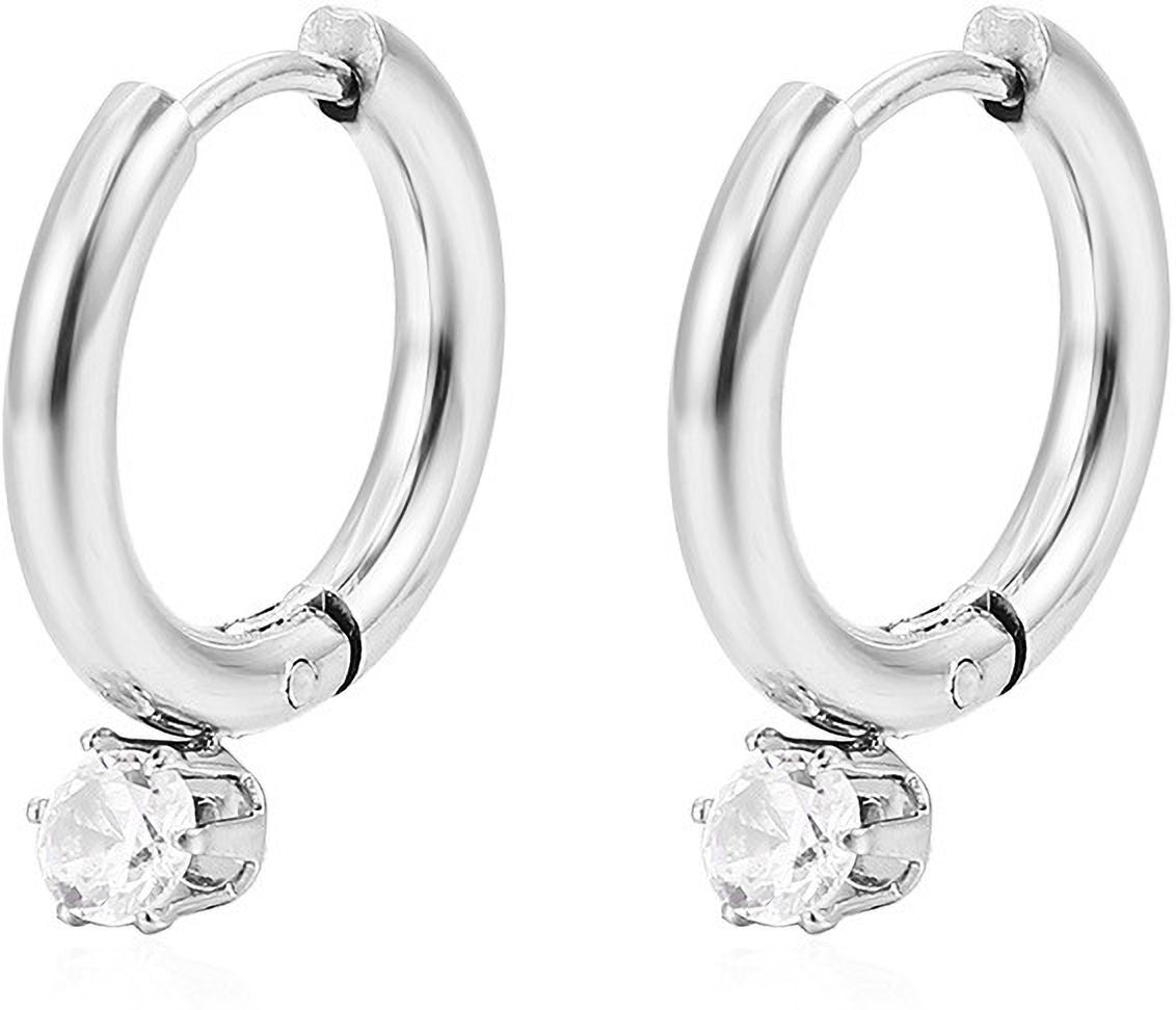 MYKI Diamond Drop Anti-Tarnish Hoop Earrings (MKERCH967-SSYI)