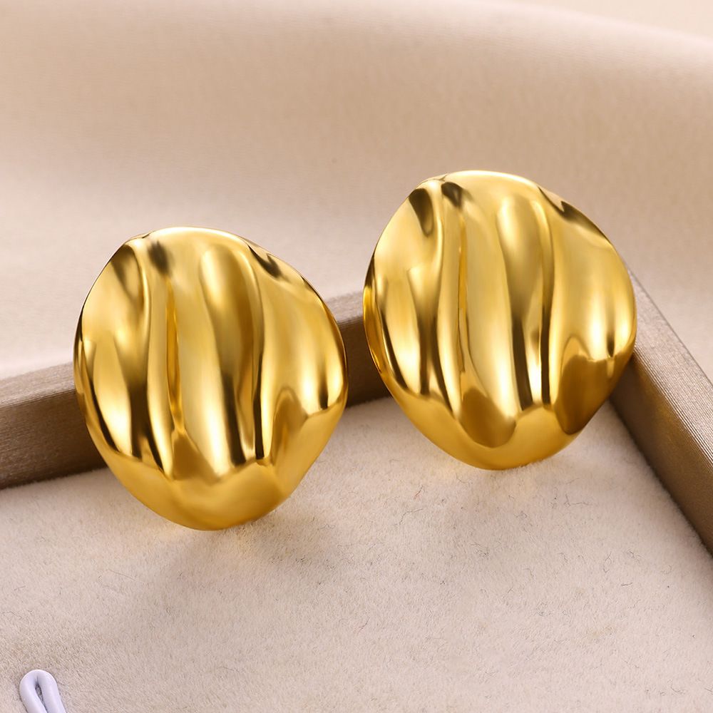 MYKI Gold Plated Swirl Dome Anti-Tarnish Stud Earrings (MKERCH968G-SSYI)