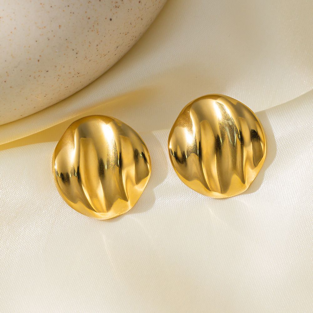 MYKI Gold Plated Swirl Dome Anti-Tarnish Stud Earrings (MKERCH968G-SSYI)