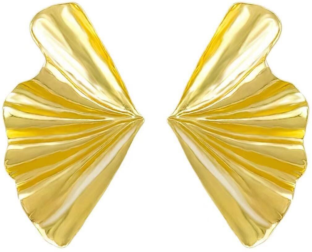 MYKI Gold Plated Leaf Fan Anti-Tarnish Earrings (MKERCH969G-SSYI)