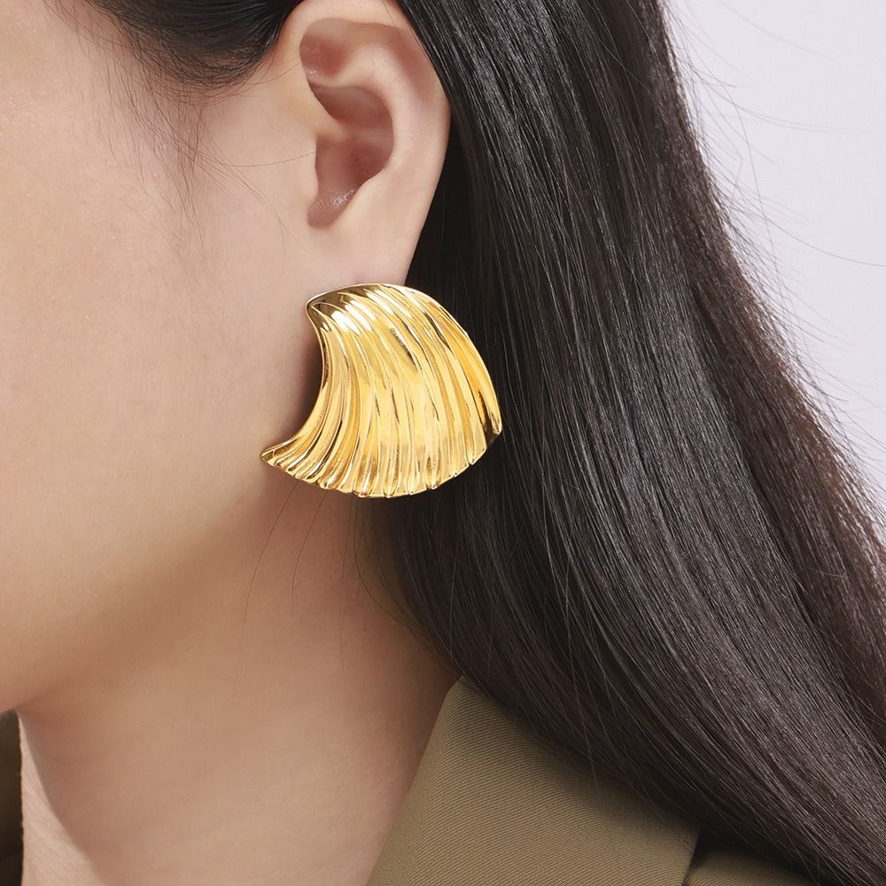 MYKI Wave Shell Anti-Tarnish Stud Earrings (MKERCH970-SSYI)