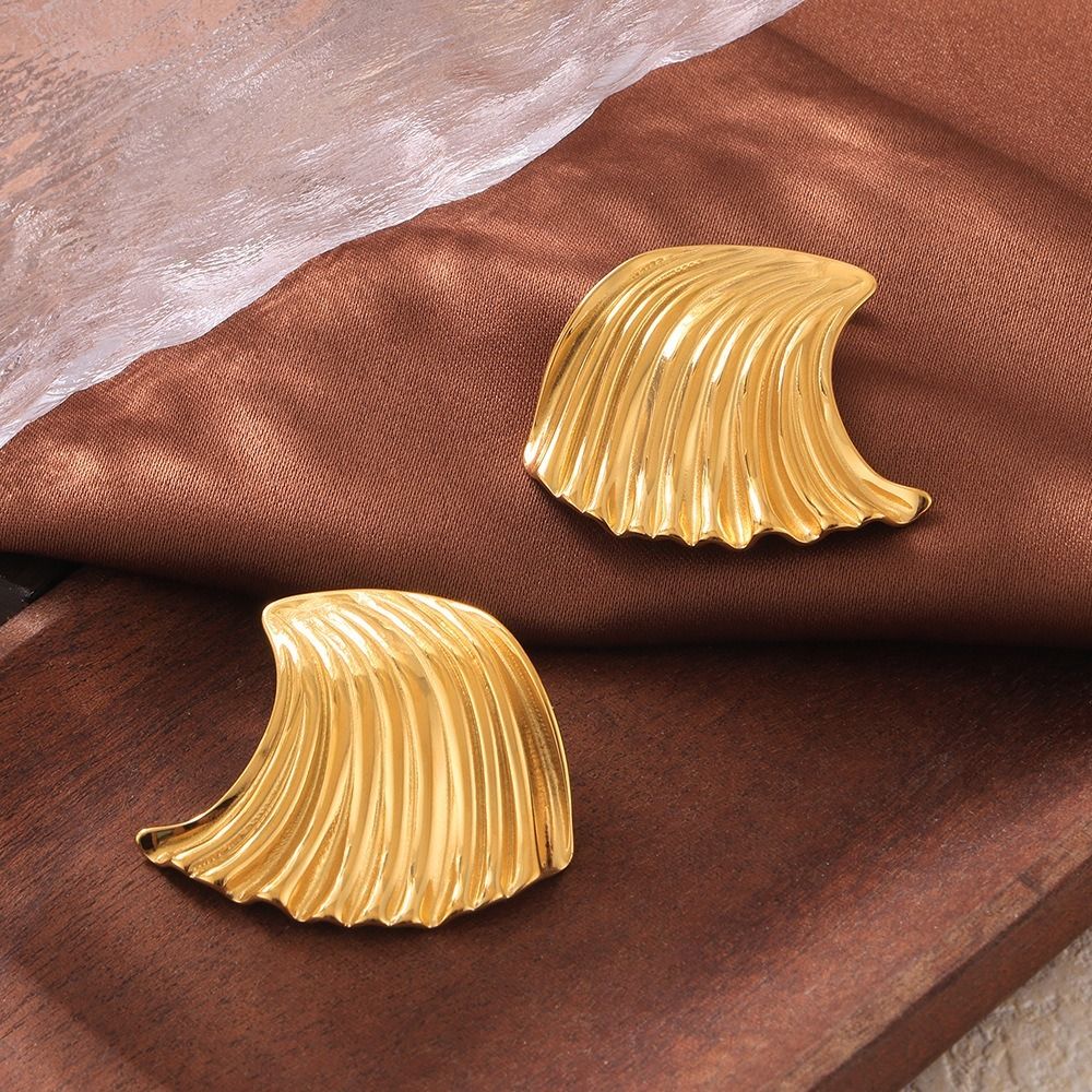 MYKI Wave Shell Anti-Tarnish Stud Earrings (MKERCH970-SSYI)