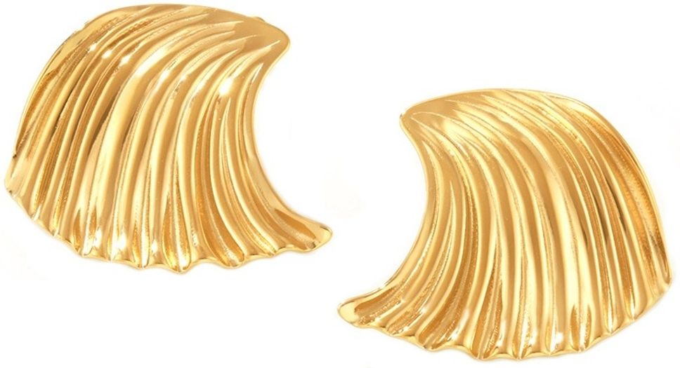 MYKI Wave Shell Anti-Tarnish Stud Earrings (MKERCH970-SSYI)