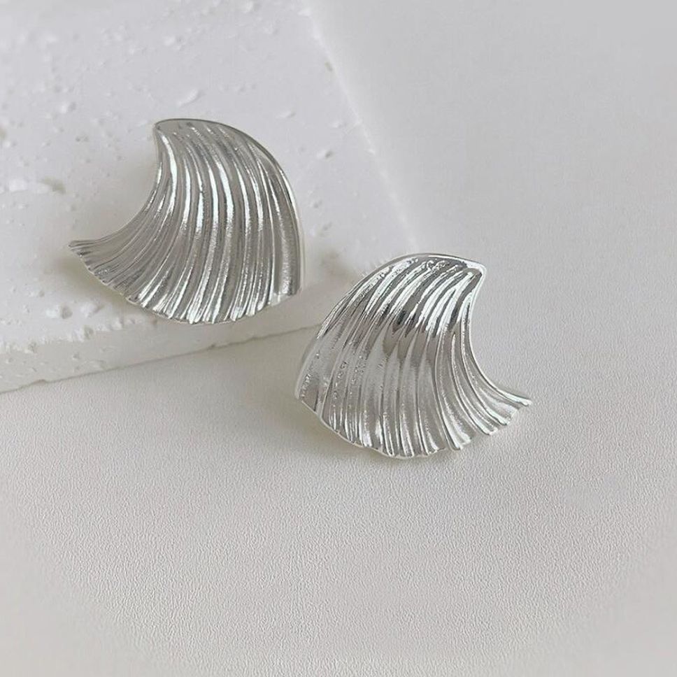MYKI Wave Shell Anti-Tarnish Stud Earrings (MKERCH970-SSYI)