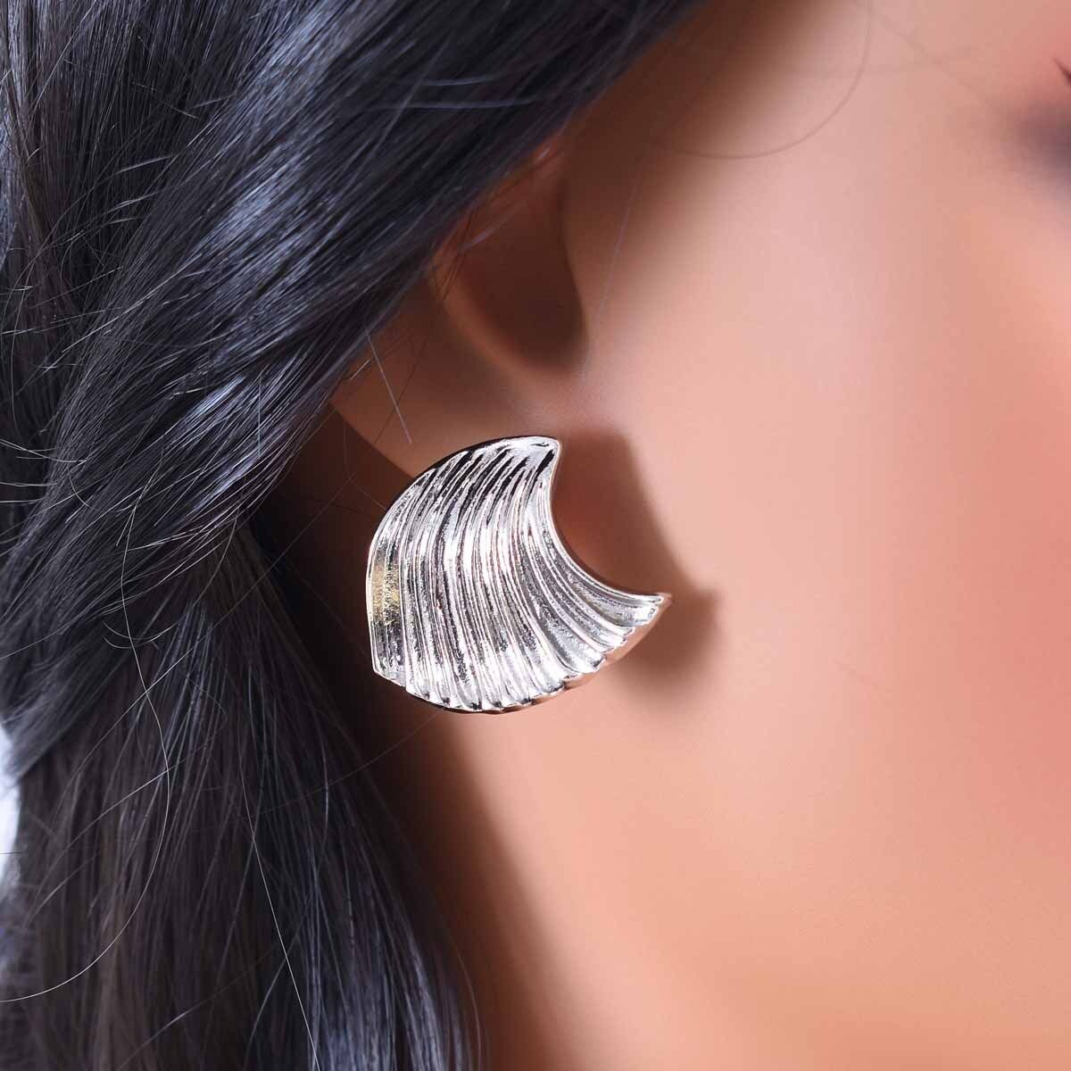 MYKI Wave Shell Anti-Tarnish Stud Earrings (MKERCH970-SSYI)