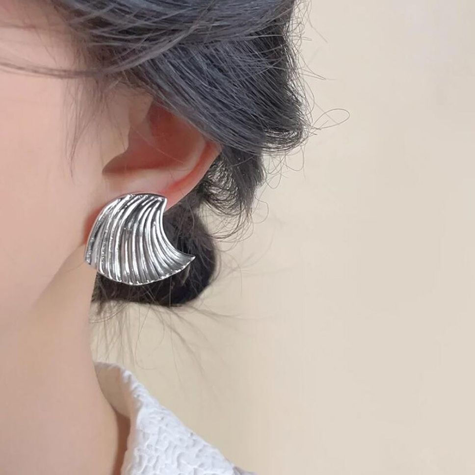 MYKI Wave Shell Anti-Tarnish Stud Earrings (MKERCH970-SSYI)