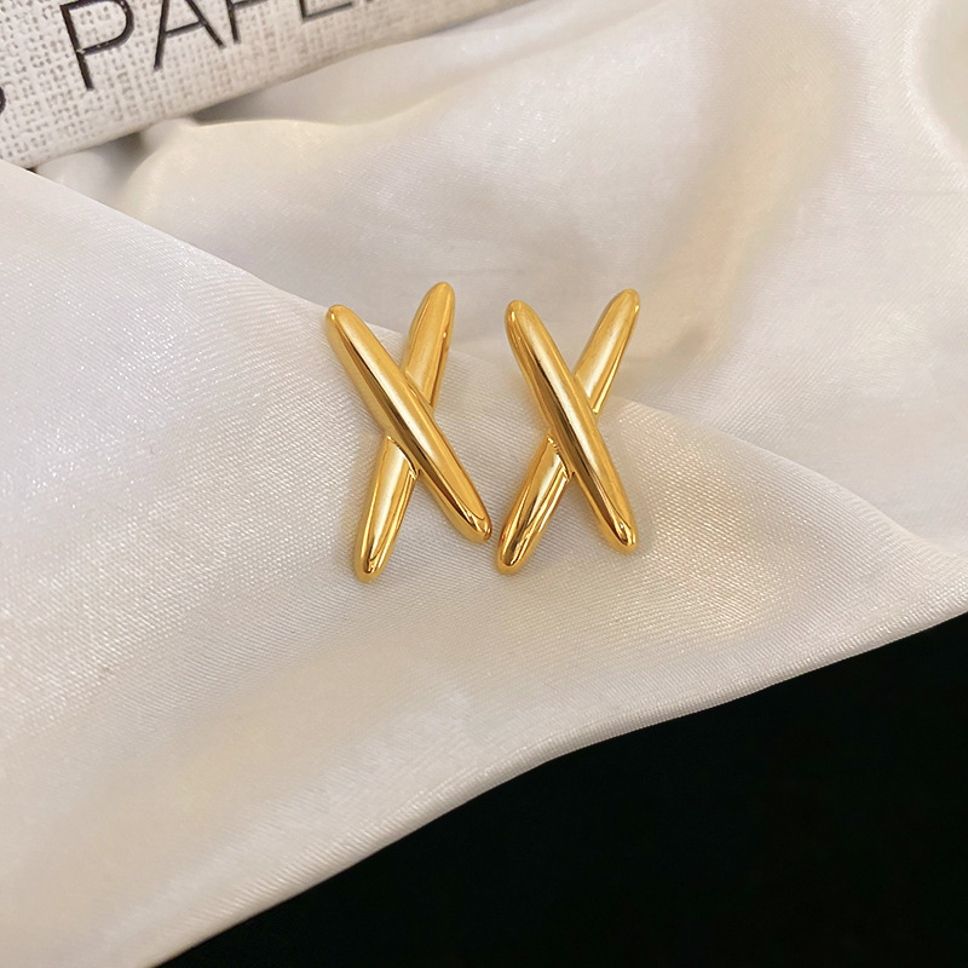 MYKI Anti-Tarnish Cross Stud Earrings (MKERCH971-SSYI)