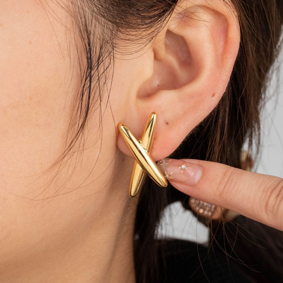 MYKI Anti-Tarnish Cross Stud Earrings (MKERCH971-SSYI)