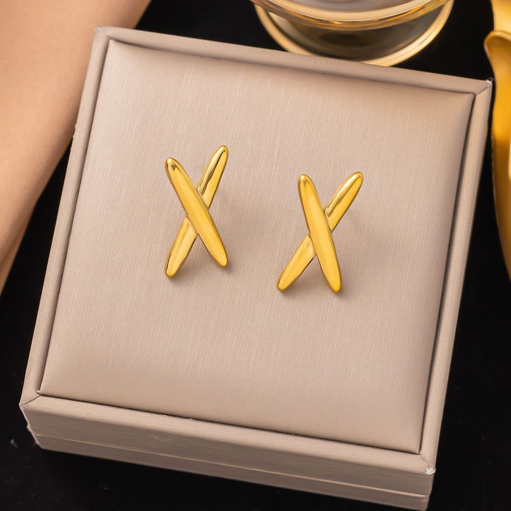 MYKI Gold Plated Anti-Tarnish Cross Stud Earrings (MKERCH971G-SSYI)
