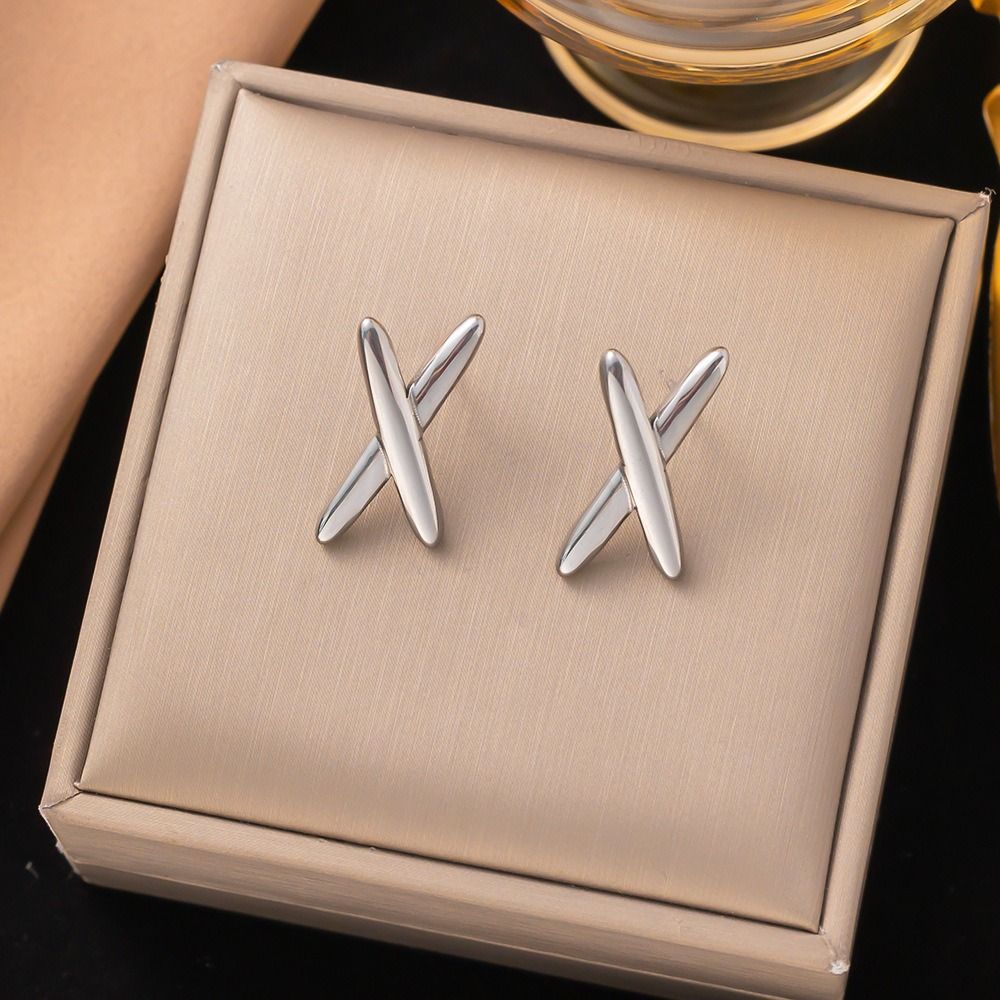 MYKI Silver Plated Anti-Tarnish Cross Stud Earrings (MKERCH971S-SSYI)