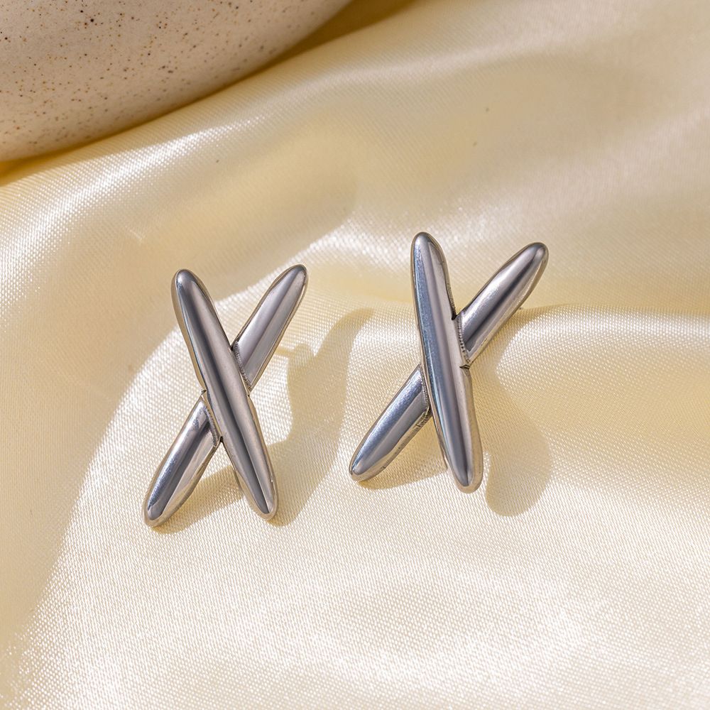 MYKI Anti-Tarnish Cross Stud Earrings (MKERCH971-SSYI)