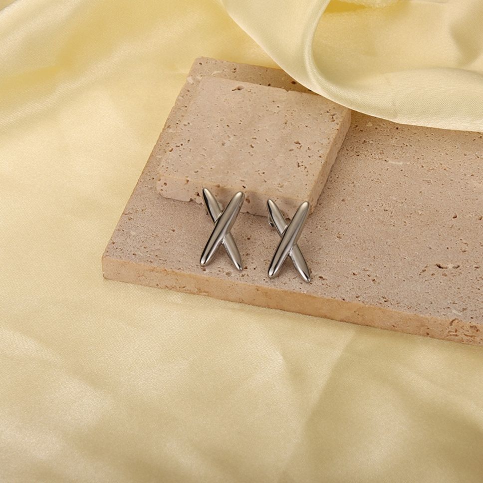 MYKI Anti-Tarnish Cross Stud Earrings (MKERCH971-SSYI)