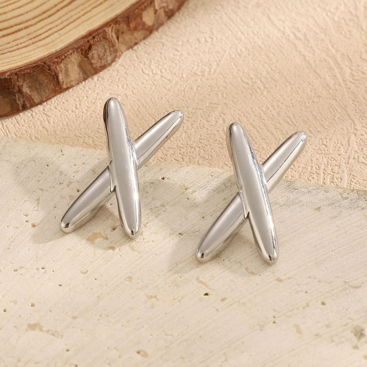 MYKI Anti-Tarnish Cross Stud Earrings (MKERCH971-SSYI)