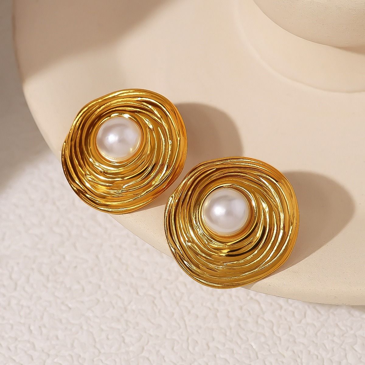 MYKI Gold Plated Anti-Tarnish Pearl Stud Earrings (MKERCH972G-SSYI)