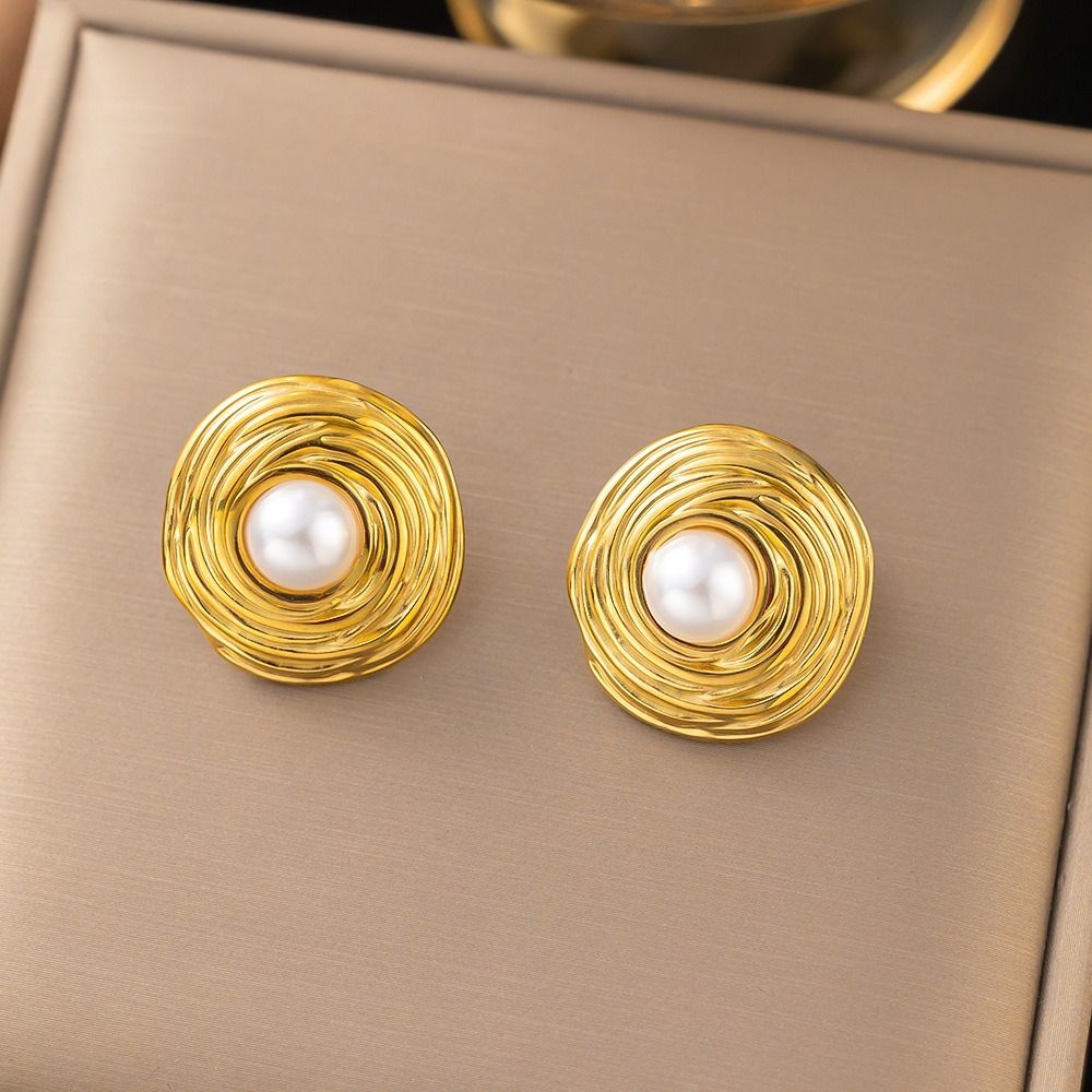 MYKI Gold Plated Anti-Tarnish Pearl Stud Earrings (MKERCH972G-SSYI)