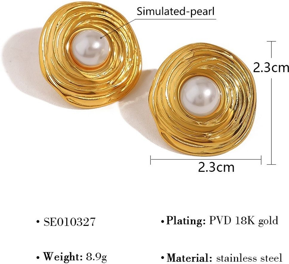 MYKI Gold Plated Anti-Tarnish Pearl Stud Earrings (MKERCH972G-SSYI)