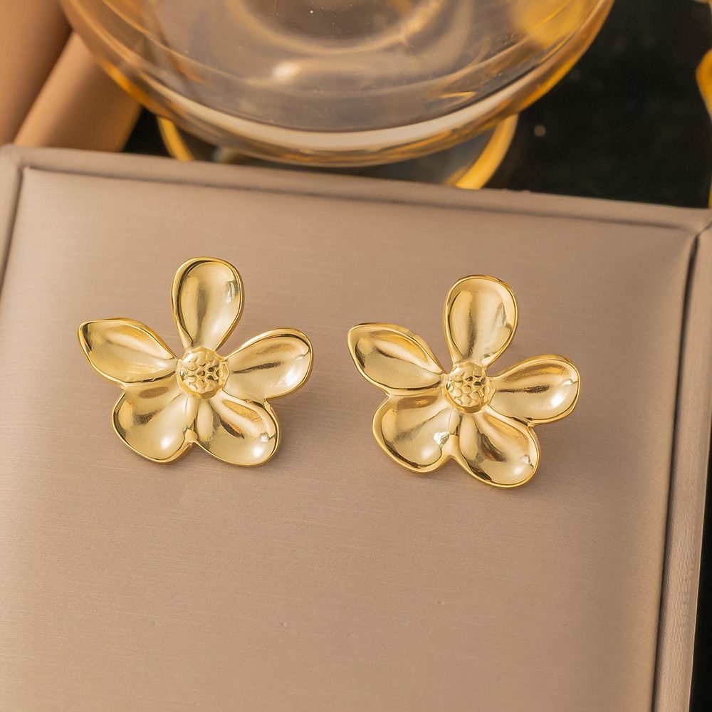 MYKI Gold Plated Anti-Tarnish Flower Stud Earrings (MKERCH975G-SSYI)