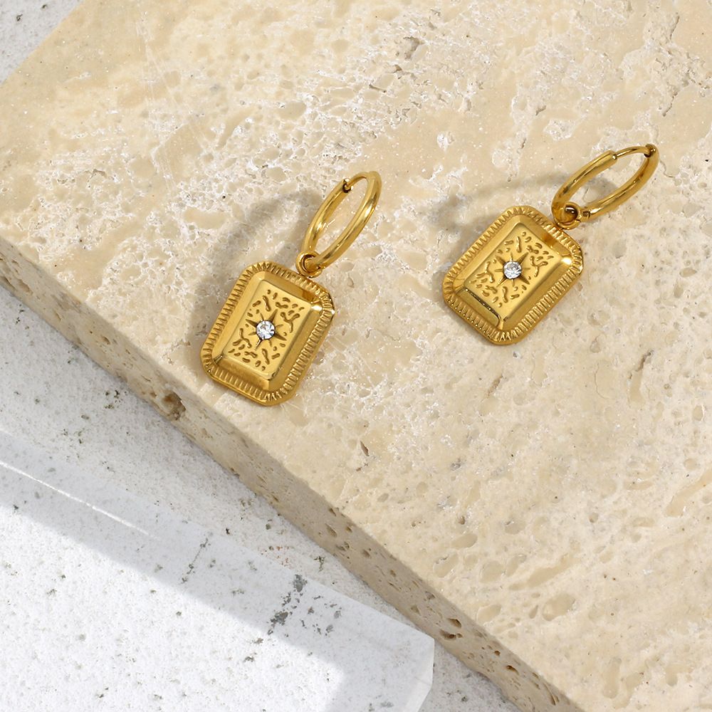 MYKI Gold Plated Anti-Tarnish Rectangular Hoop Earrings (MKERCH976G-SSYI)
