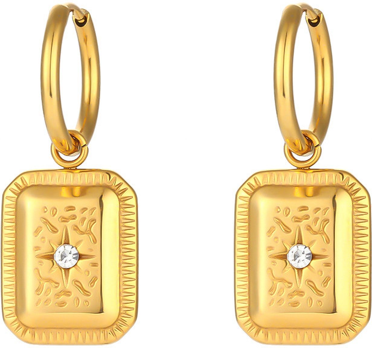 MYKI Gold Plated Anti-Tarnish Rectangular Hoop Earrings (MKERCH976G-SSYI)