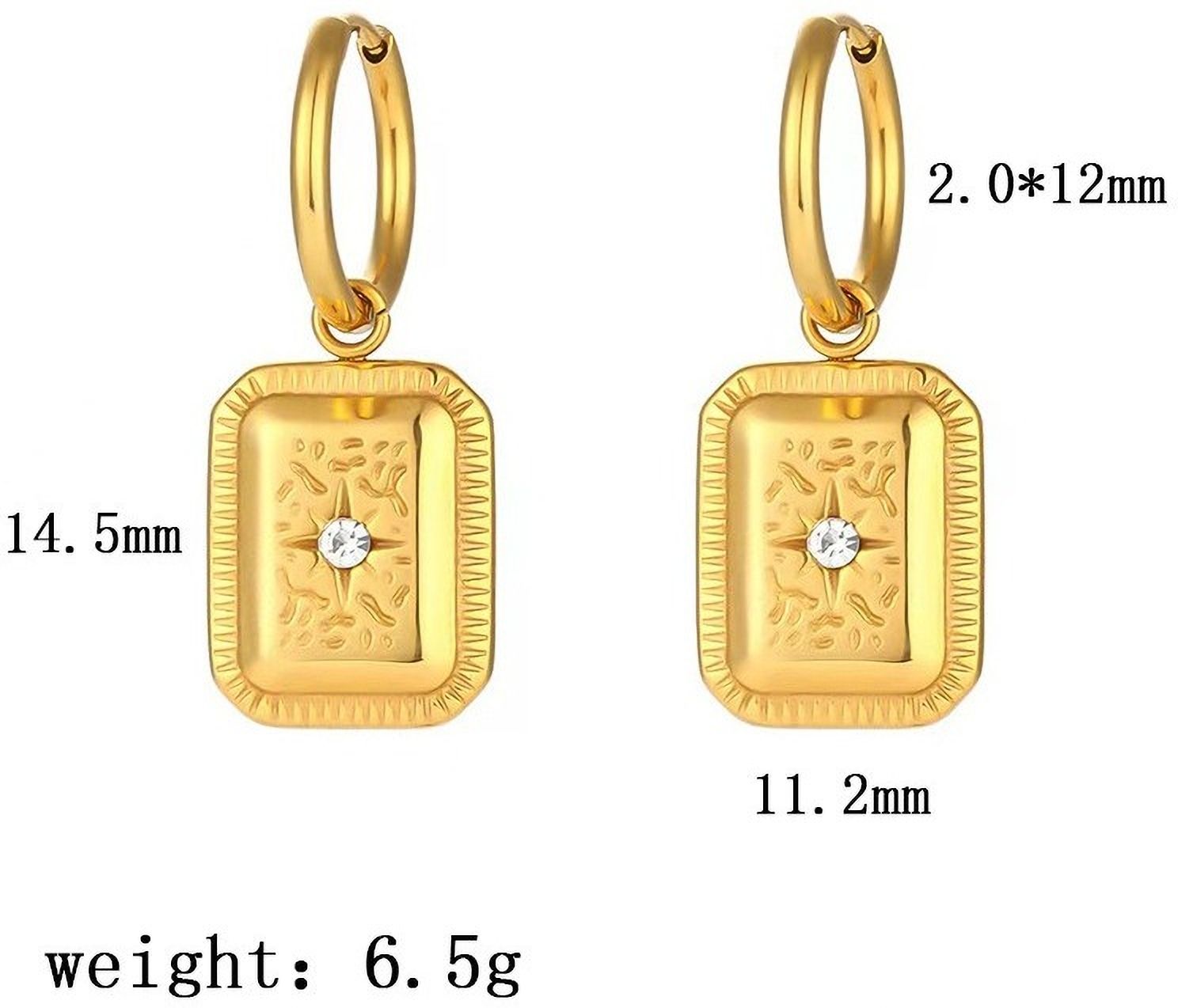 MYKI Gold Plated Anti-Tarnish Rectangular Hoop Earrings (MKERCH976G-SSYI)