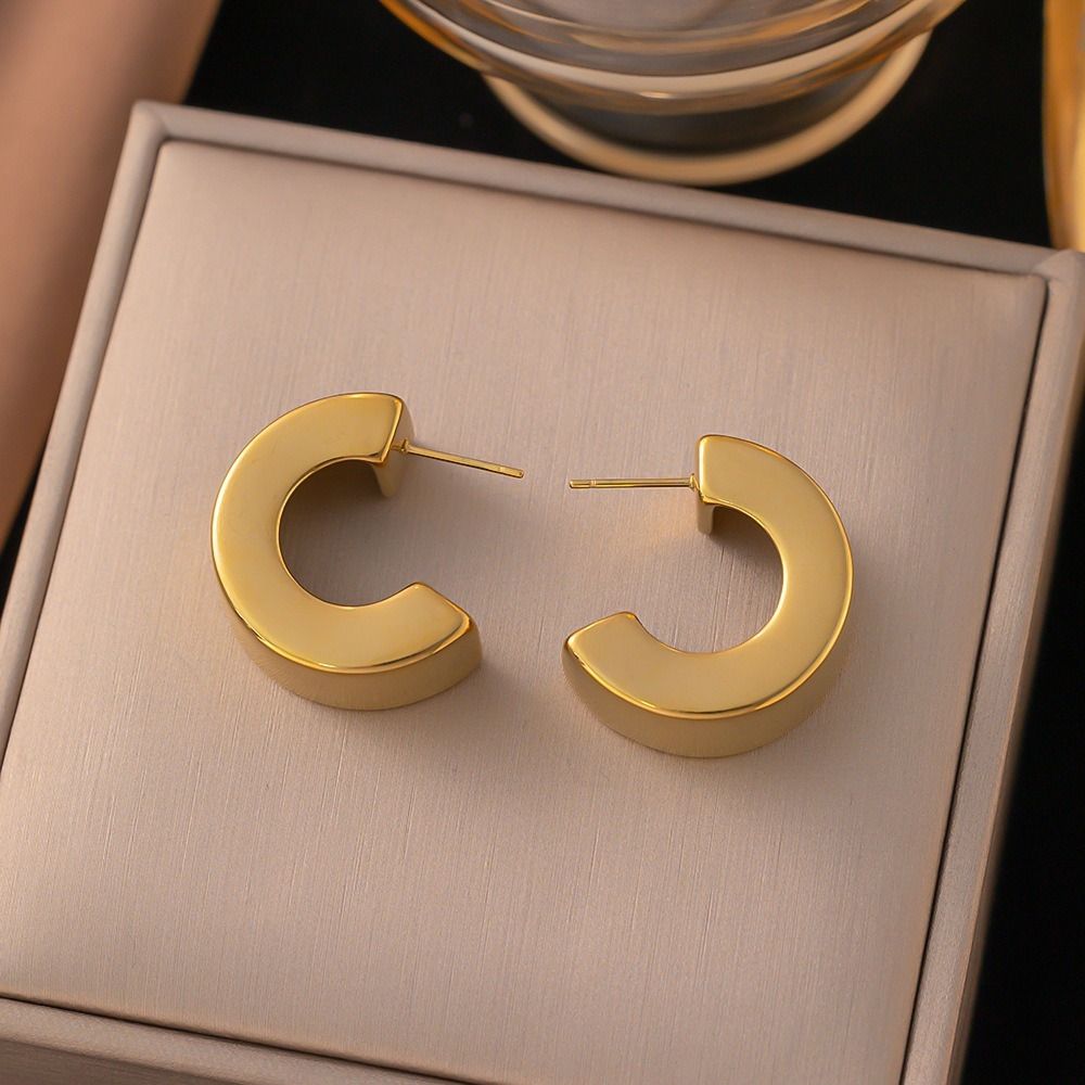 MYKI Gold Plated Anti-Tarnish Chunky Hoop Earrings (MKERCH978G-SSYI)