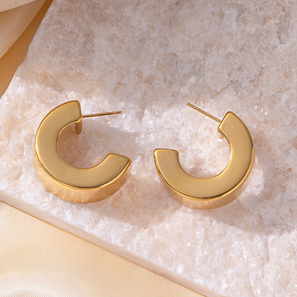 MYKI Gold Plated Anti-Tarnish Chunky Hoop Earrings (MKERCH978G-SSYI)
