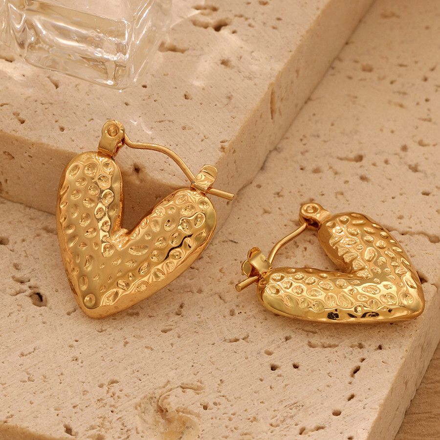 MYKI Gold Plated Anti-Tarnish Heart Hoop Earrings (MKERCH979G-SSYI)