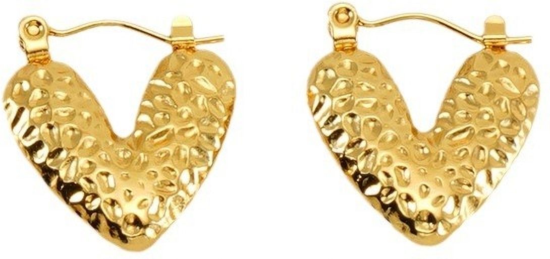 MYKI Gold Plated Anti-Tarnish Heart Hoop Earrings (MKERCH979G-SSYI)